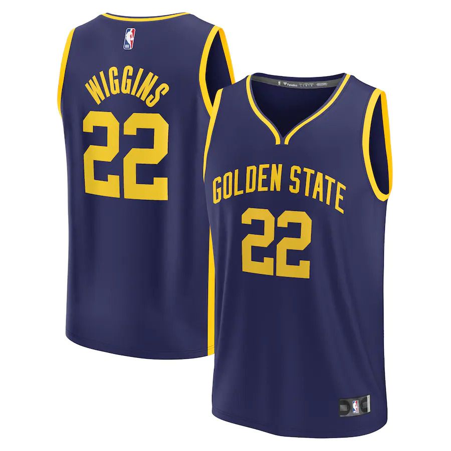 Men Golden State Warriors 22 Andrew Wiggins Fanatics Branded Navy Statement Edition 2022-23 Fast Break Replica Player NBA Jersey
